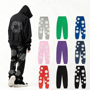 Wholesale Direct Supplier OMMiZ Relaxed Fit Terry Pants Denim Puff Printing Tears Spider Streetwear Designer Pant 1.1 1 to 1 - Product Image 1