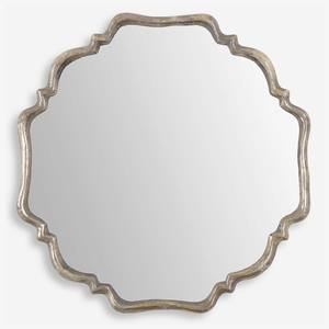 Iron round wall <b>mirror</b> hammered surface for hotel apartment home living room bedroom hallway wall decoration dressing <b>mirror</b> - Product Image 4
