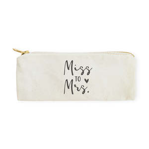 Miss to Mrs. Eco-Friendly Cotton Canvas Large Capacity <b>Makeup</b> <b>Case</b> Portable Zipper Travel Pouch with Letter Pattern - Product Image 1