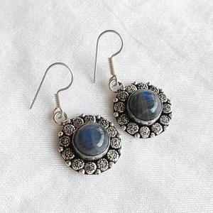 Boucles d'oreilles en labradorite, plaquées argent sterling 925, boucles d'oreilles en pierres précieuses faites à la main, style bohème, bijoux pendantes, cadeau pour elle, cadeau pour maman - Product Image 4