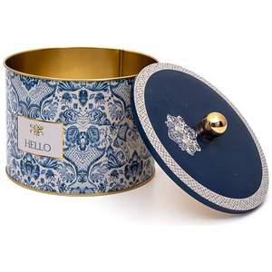 175x130mm Poignée de bouton de bidon rond en métal Motif décoratif bleu et blanc inspiré de l'azulejo Boîtes de qualité supérieure avec un design élégant - Product Image 1