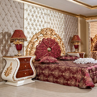 Ensemble de chambre à coucher Pahlevi en bois de mahogany massif classique européen de luxe avec sculpture à la main de haute qualité pour une utilisation