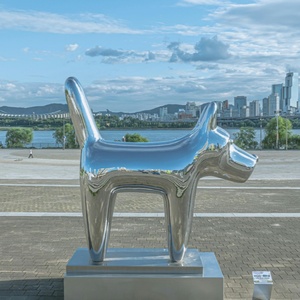 Escultura de arte urbano de elefante de acero inoxidable pulido, de gran tamaño, resistente al viento, con marco reforzado y engrosado, color personalizado, Dolphin - Product Image 2