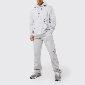 OEM Sweat à capuche pour hommes en coton éponge français d'hiver Style hip-pop de rue avec technique brodée Bouffée à ourlet brut anti-rétrécissement - Product Image 4