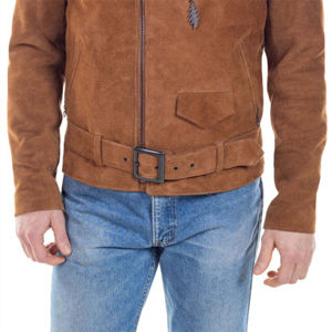 Chaqueta de Cuero de Gamuza Estilo Vaquero Bronce para Hombre, Estilo Rodeo Vintage, Hip Hop, Ropa de Abrigo para Festivales de Invierno, Cierre de Cremallera, Tinte Liso, ODM - Product Image 6