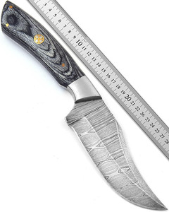 سكين دمشقي مصنوع يدويًا بالكامل من الفولاذ الدمشقي G10 غمد جلد احترافي خارجي OEM انخفاض الشحن - Product Image 4