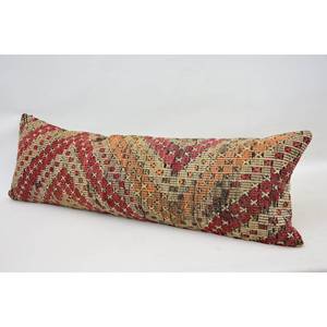 Oreiller en laine beige 16x48 pouces luxe Kilim Patchwork Vintage imprimé floral Accent oreiller décoratif pour la literie - Product Image 4