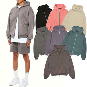 Vente en gros de sweats à capuche délavés à l'acide avec fermeture éclair pour hommes sweats décontractés pour hommes vêtements d'hiver pour hommes vêtements de rue - Product Image 2