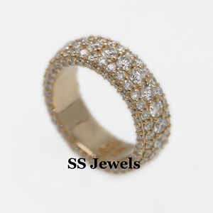 Anillo de compromiso de boda estilo Hip Hop de Plata de Ley 925 Unisex VVS banda de moissanita chapado en rodio Ajuste de pavé acabado helado - Product Image 2