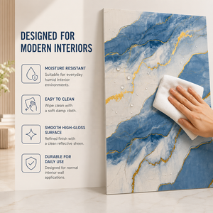Pannello in PVC Effetto Marmo MORLENX Blu Bianco con Venature Dorate, Alta Lucentezza, per Lobby di Hotel e Design <span class=keywords><strong>d</strong></span>'<span class=keywords><strong>Interni</strong></span> - Product Image 5