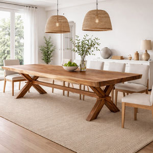 Mesa de Comedor de Madera Maciza de Monkey Pod o Suar con Borde Natural, Diseño Duradero y Elegante con Color de Grano de Madera Único, con Patas en X - Product Image 4
