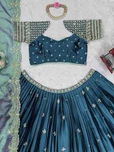 Ropa de fiesta de Boda de verano Lengha Choli Plazzo de 3 piezas tradicional india y pakistaní para mujer - Product Image 5