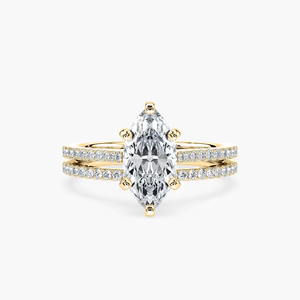 Anillo de Compromiso con Diamante Cultivado en Laboratorio, Corte Marquesa, 2.50 CTW |   Bandas de Pavé |   Juego de Joyas de Oro Sólido de 14K para Novia - Product Image 1