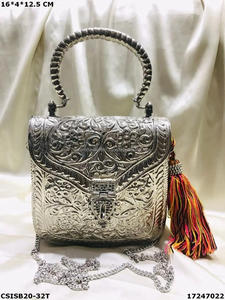 New Arrival Silver Plated Brass Metal <b>Handbag</b> for Women Handmade Ethnic Clutch Bag Metal Purse for <b>Girls</b> by LUXURY CRAFTS - Product Image 4