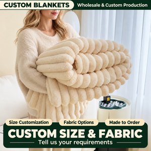 Couverture en polyester côtelé et pelucheux, idéale pour les cadeaux d'entreprise, utilisable en toutes saisons, avec options de boîte cadeau et de carte de vœux - Product Image 3