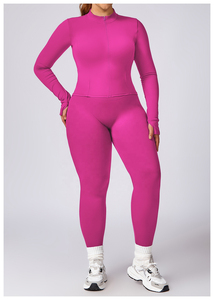 ชุดเสื้อผ้าโยคะของผู้หญิงเสื้อแจ็กเก็ตกีฬาสปอร์ตบรากางเกงเลกกิ้งออกกำลังกายขนาดพลัสไซส์ออกแบบได้ตามที่ต้องการ - Product Image 4