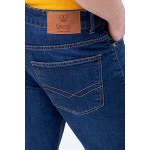 Jean en denim coupe droite taille haute pour homme, coupe ample, délavage coloré, style streetwear, automne, avec logo personnalisé - Product Image 4