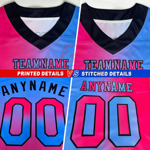 Jersey de fútbol americano bordado personalizado diseño moderno impreso azul negro poliéster ligero transpirable manga corta - Product Image 2