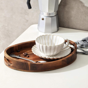 Ensemble de plateaux en bois fabriqués à la main pour les repas et les boissons servant des accessoires de cuisine de la meilleure qualité plateaux en bois ovales - Product Image 2