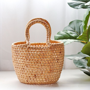ตะกร้าซักผ้าผักตบชวาทนทานพร้อมที่จับตะกร้าผักตบชวาทำด้วยมือสำหรับตกแต่งบ้าน - Product Image 1