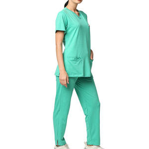 Venta caliente manga corta unisex uniforme laboratorio Scrubs traje conjunto Hospital ropa Laboratorio conjunto moderno cuello en V tejido de punto Mujer - Product Image 5