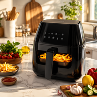 Friteuse à air de grande capacité 6L, friteuse électrique multifonctionnelle pour la maison, 1200W, commande tactile, corps en plastique, appareil de cuisson sans huile