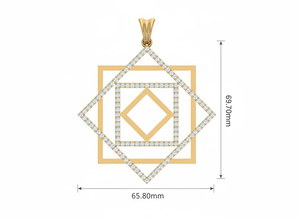 Colgante de Diamantes con Marco Cuadrado Moderno, Oro Amarillo de 18K, 124 Diamantes Naturales, Certificado IGI, Joyería Fina de Moda, Regalo de Cumpleaños o Aniversario - Product Image 2