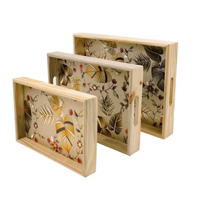 Hot Selling and Price Wooden Exclusive Serving Tray <b>Tabletop</b> Best Item with Enamel Print Design Good Quality Product - Product Image 3
