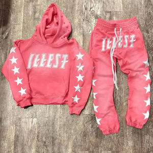 Unisex Custom Acid Wash Tracksuit Sun Faded <b>Jogger</b> <b>Set</b> Streetwear Screen Printing Sweatpants Hoodie XL Two Piece 100% Cotton - Product Image 2