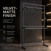 Système de présentoir modulaire à 3 niveaux avec tringle à vêtements, finition thermolaquée, pour magasin de détail, boutique, exposition