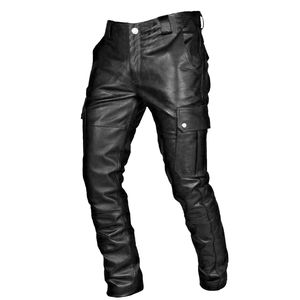 Pantalon de survêtement pour homme Pantalon en cuir de vachette Pu personnalisé pour hommes Pantalon à panneau cargo Véritable matériau en cuir unisexe respirant - Product Image 1