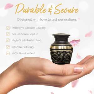 Urnes souvenir noires pour cendres humaines-Urnes de crémation pour femmes Lot de 4-Honore votre bien-aimé avec des mini urnes pour cendres adultes - Product Image 2