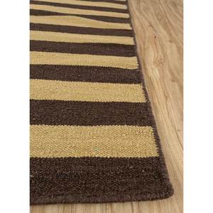 Tapis Kilim Bohème Fait Main Alhambra Beige Marron en Laine, Tissage Plat, Motif Rayé Rectangulaire pour Maison, Salon, Chambre, 10mm - Product Image 4