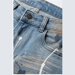 กางเกงยีนส์แฟชั่นผู้ชายคุณภาพสูงแบบใหม่ เอวสูง สไตล์ขาดๆ  ระบายอากาศได้ดี ไซส์ใหญ่ รับผลิตตามสั่ง ขายส่ง - Product Image 4