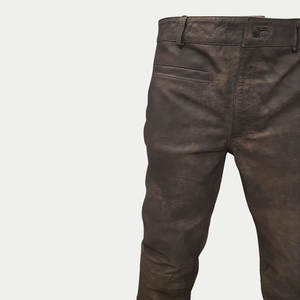 2024 New Custom Made <b>Men's</b> <b>Leather</b> Pants Solid Colour High Street Style Straight <b>Jeans</b> Distressed Mid Knitted Waterproof Low MOQ - Product Image 6