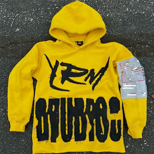 เสื้อฮู้ดผู้ชายแบบมีซิปและฮู้ดทรงโอเวอร์ไซส์ดีไซน์โลโก้พลอยเทียมสำหรับฤดูหนาวออกแบบได้ตามต้องการ - Product Image 4