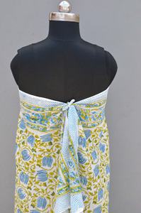 Nouvel arrivage d'écharpe légère en coton pour le cou, impression bloc à la main, paréo d'été, cadeau parfait pour elle pour l'automne - Product Image 6