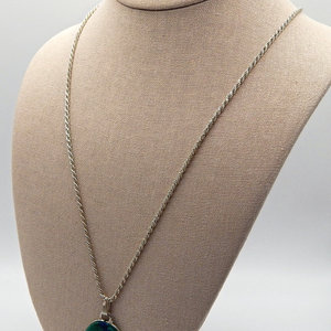 14K oro. 925 in argento Sterling corda catena rodio Azurite Malachite ciondolo con zircone Moissanite perle di diamante cristiani - Product Image 3