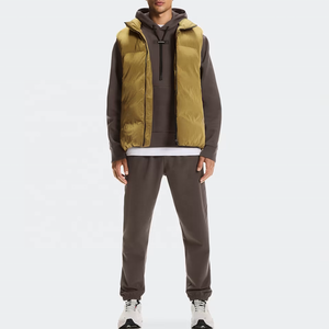 Zipper Puffer Vest Winter Formal Style Breathable Polyester Paisley Pattern Unisex Front Logo - Product Image 3