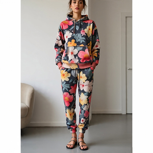 Mujeres Digital Impreso 400GSM Chándal Ropa deportiva Jogging Conjuntos de dos piezas Sudadera con capucha transpirable y pantalones de chándal Conjuntos Señoras - Product Image 4