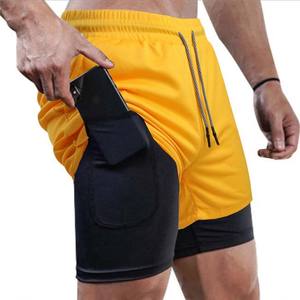 Personalizado Deportes Fitness Jogging Correr Entrenamiento Secado rápido Elástico 2-en-1 Malla Dos capas Pantalones cortos de gimnasio para hombres High Street Style - Product Image 2