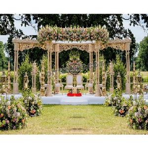 Mandap de Madera Indio para Decoración de Bodas al Aire Libre, Mandap de Madera Tallada para Bodas Maharani, Pilares Gemelos, Mandap para Bodas en el Jardín, Reino Unido - Product Image 1