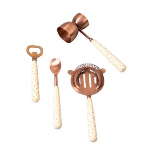 Juego de 4 herramientas de barra de metal con color dorado para el hogar y el hotel Juego de herramientas de barra de Venta caliente con mango de color rosa para accesorios de barra - Product Image 2
