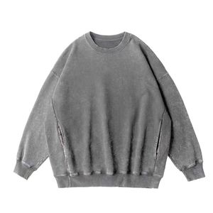 Nouveau produit 350gsm rétro ras du cou neige acide lavé à capuche pour hommes et femmes Couple sweat goutte épaule sweats à capuche - Product Image 2