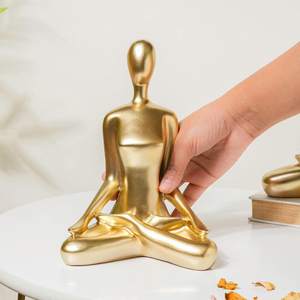 Sculpture de luxe dorée représentant une femme en position de yoga, objet décoratif pour la maison, accessoires d'intérieur - Product Image 5