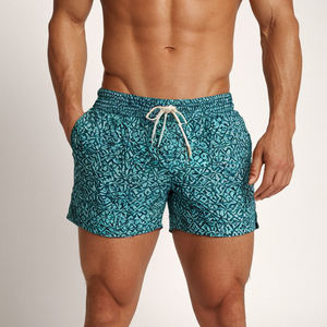 Shorts de bain pour hommes, élégants et modernes, avec tissu à séchage rapide, taille élastique, pour la plage, la station balnéaire, la piscine, la natation, confort estival, coupe ajustée - Product Image 5