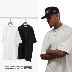 Hip Hop Style Mens Heavy Cotton <b>Thick</b> Collar Drop Shoulder Oversize 230gsm Custom Woven Heavyweight Screen Print <b>T</b>-<b>shirt</b> for men - Product Image 3