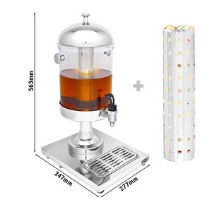 Dispensador de jugo comercial - 1x tanque de policarbonato con grifo e inserto para hielo - 7.5 Litros - Acero inoxidable - incl. Bandeja de goteo - Product Image 2