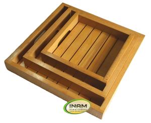 Plateau de service en bois décoratif, beau et design, plateau de service carré en bois pour le petit-déjeuner, le thé, le café au lit - Product Image 1