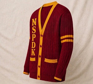 Custom NSPDK Sorority <b>Cardigan</b> Greek Letter Embroidered <b>Chenille</b> 100% Cotton V-neck Contrast Color Varsity Collegiate OEM ODM - Product Image 6